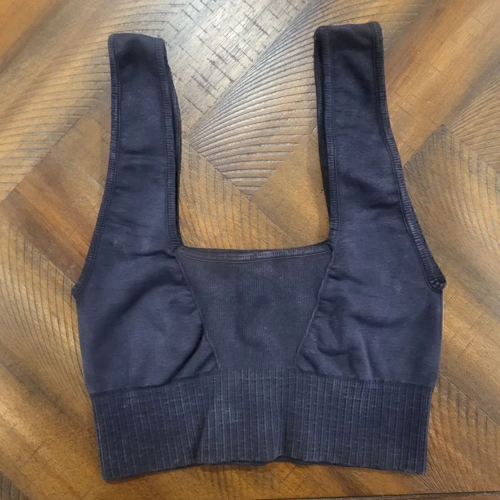 Free People Washed Black Square Neck Bra XS/S